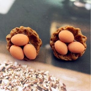 Brown Eggs in a Basket Earrings
